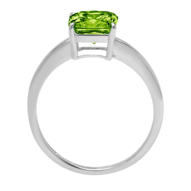 1 ct Asscher Cut Natural Peridot Solitaire Engagement Ring for Women in 18K White Gold
