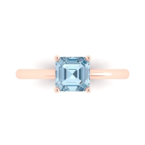 Clara Pucci 14K Rose Gold 1ct SkyBlueTopaz Solitaire Ring for Women