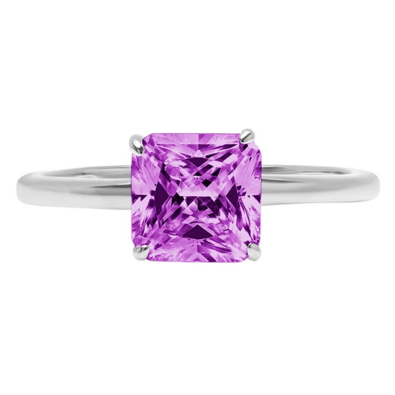 1 ct Asscher Cut Simulated Alexandrite Solitaire 18K White Gold Womens Engagement Ring