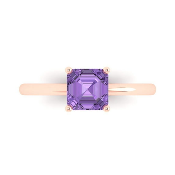 Clara Pucci 14K Rose Gold 1ct Alexandrite Solitaire Ring for Women