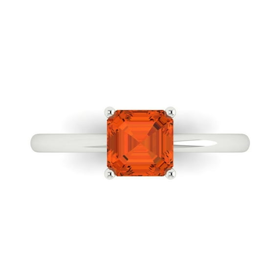 Clara Pucci 14K White Gold 1ct Red Solitaire Ring for Women