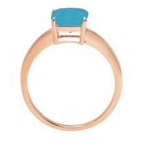 1 ct Asscher Cut Simulated Turquoise Solitaire Engagement Ring for Women in 18K Rose Gold