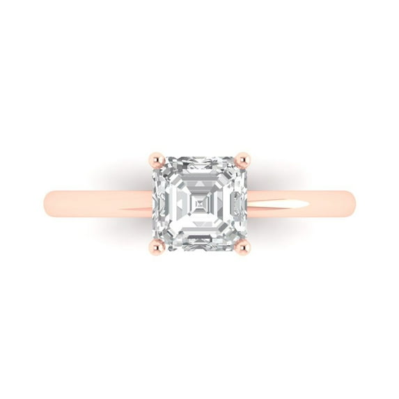 Clara Pucci 14K Rose Gold 1ct WhiteSapphire Solitaire Ring for Women
