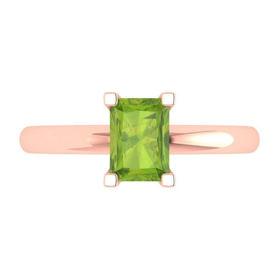 Solitaire Engagement Ring for Women - 1ct Natural Peridot in 14K Rose Gold Promise Ring
