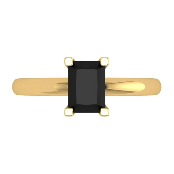 Solitaire Engagement Ring for Women - 1ct Natural Onyx in 14K Yellow Gold Promise Ring