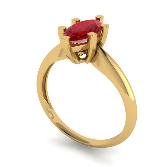 1 ct Brilliant Marquise Cut VVS1 Clear Zircon 18K Yellow Solid Gold Solitaire Wedding Bridal Anniversary Engagement Ring size 3.75