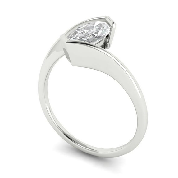 1 ct Brilliant Marquise Cut VVS1 White Sapphire 14k White Solid Gold Solitaire Wedding Bridal Anniversary Engagement Ring size 9.25