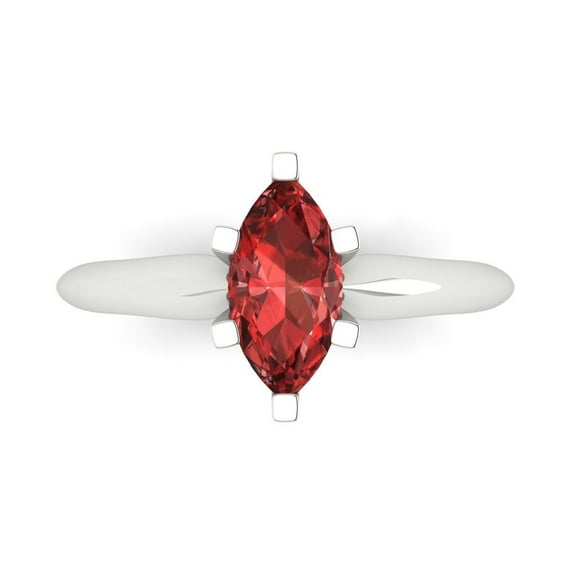 Solitaire Engagement Ring for Women - 1ct Natural Garnet in 14K White Gold Promise Ring