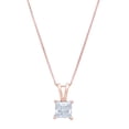 thumbnail image 1 of 1 ct Brilliant Princess Cut Solitaire Natural Sky Blue Topaz 14k Rose Gold Pendant with 16" Chain, 1 of 2