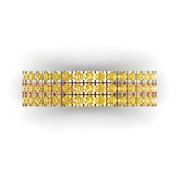 1 ct Brilliant Round Cut Natural Citrine 18K White/Rose/Yellow Gold Stackable Band SZ 8.75