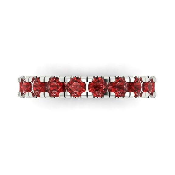 1 ctw Wedding Band for Women - 18K White Gold Natural Garnet Stackable Eternity Ring