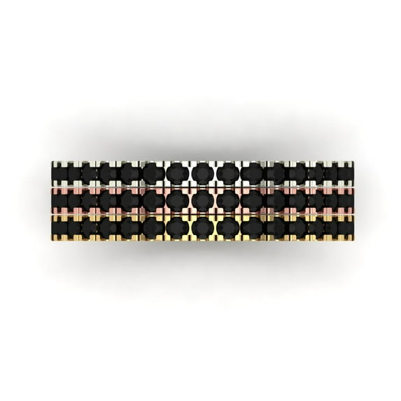 1 ct Brilliant Round Cut Natural Onyx 18K White/Rose/Yellow Gold Stackable Band SZ 8.5