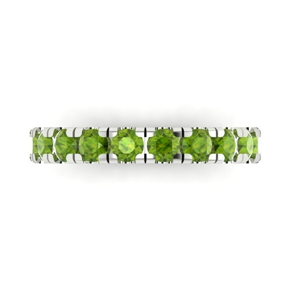 1 ct Brilliant Round Cut Natural Peridot 14k White Gold Stackable Band SZ 5.5