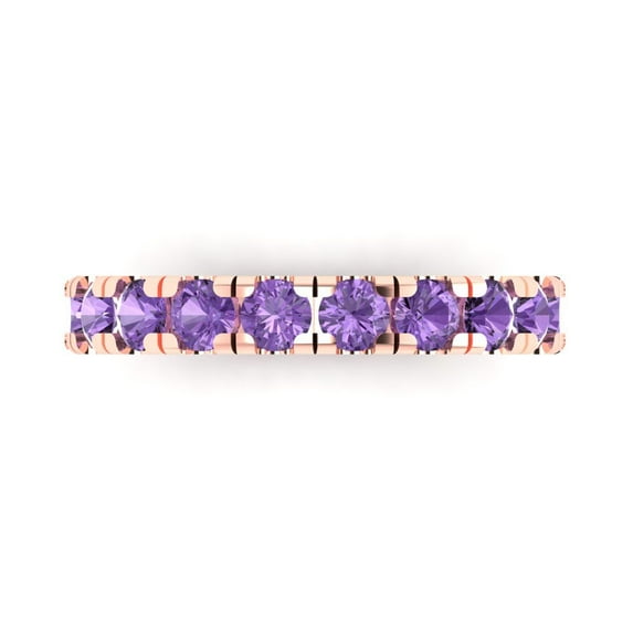 1 ctw Wedding Band for Women - 18K Rose Gold Simulated Alexandrite Stackable Eternity Ring