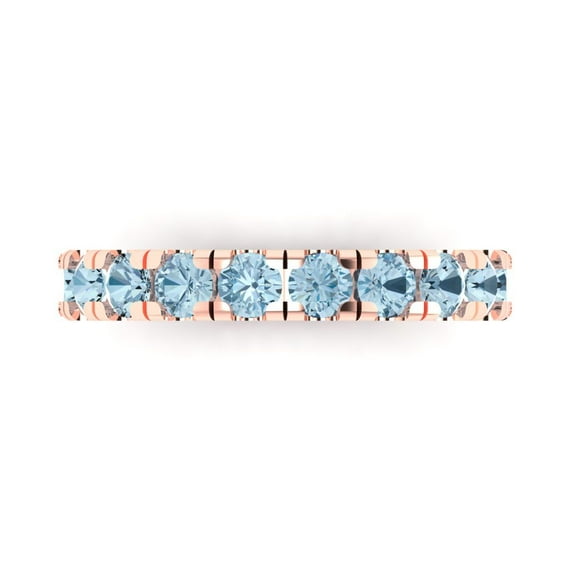 1 ctw Wedding Band for Women - 18K Rose Gold Simulated Blue Sapphire Stackable Eternity Ring