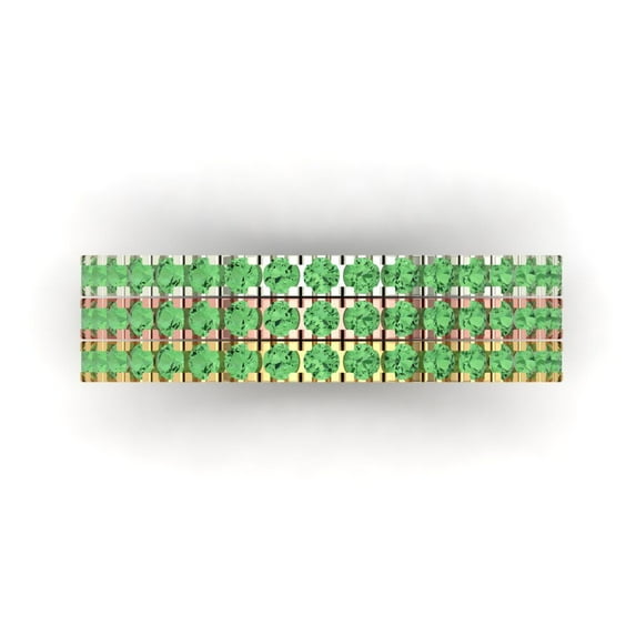 1 ct Brilliant Round Cut Simulated Green Diamond 14k White/Rose/Yellow Gold Stackable Band SZ 4.25