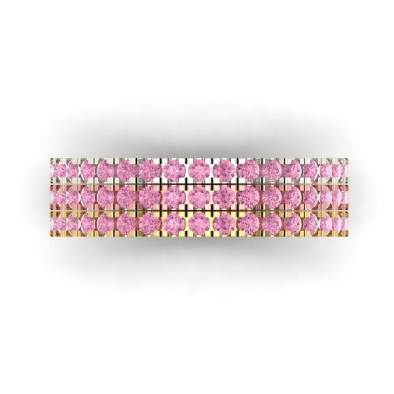 1 ct Brilliant Round Cut Simulated Pink Diamond 18K White/Rose/Yellow Gold Stackable Band SZ 4.5