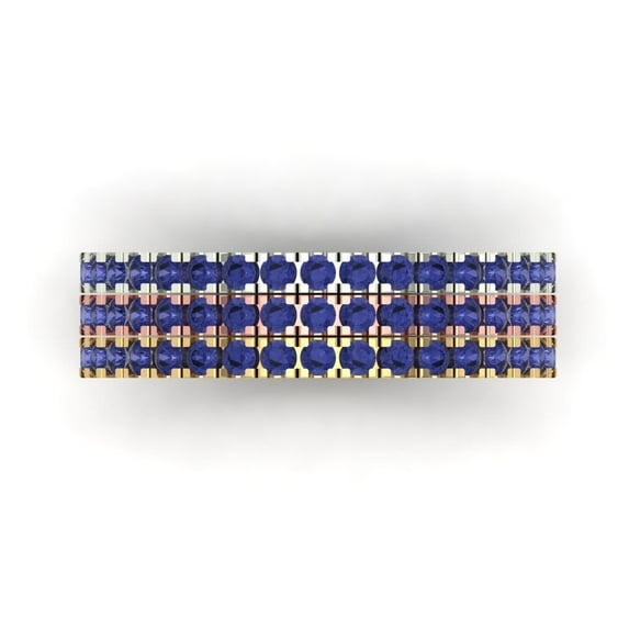 1 ct Brilliant Round Cut Simulated Tanzanite 18K White/Rose/Yellow Gold Stackable Band SZ 10.25