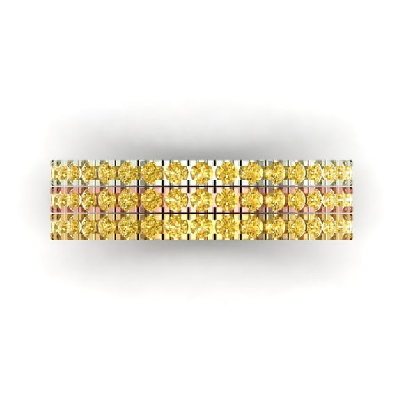 1 ct Brilliant Round Cut Simulated Yellow Diamond 18K White/Rose/Yellow Gold Stackable Band SZ 7.5
