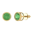 thumbnail image 1 of 1 ct Screw-Back Stud Earrings for Women | 5.0mm Round Cut Simulated Green Diamond | 18K Yellow Gold, 1 of 5