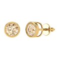thumbnail image 1 of 14K Solid Gold Screw Back Stud Earrings for Women | 1 cttw Round Cut Natural Morganite | Yellow Gold, 1 of 5