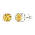 thumbnail image 1 of 1 ct Screw-Back Stud Earrings for Women | 5.0mm Round Cut Simulated Yellow Diamond | 18K White Gold, 1 of 5