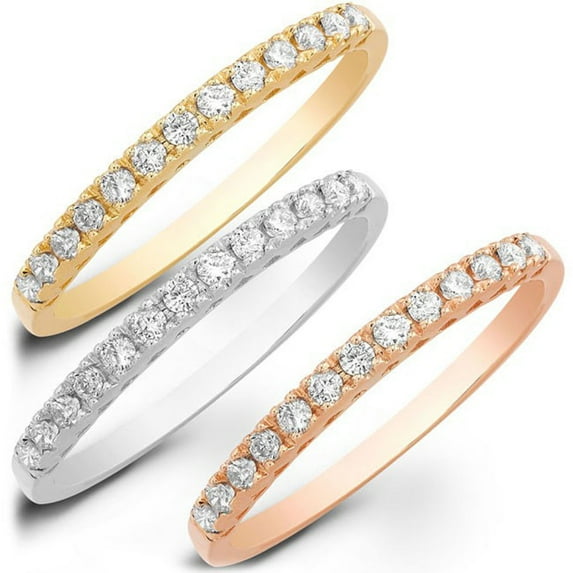 1 ct Brilliant Round Cut Synthetic White Sapphire 14k White/Rose/Yellow Gold Stackable Band SZ 6
