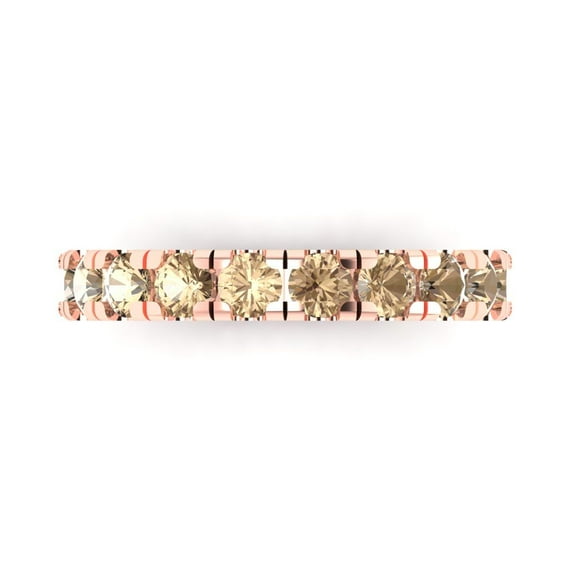 1 ctw Wedding Band for Women - 18K Rose Gold Yellow Moissanite Stackable Eternity Ring