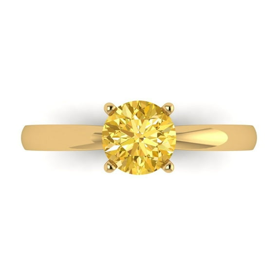 Solitaire Engagement Ring for Women - 1ct Natural Citrine in 14K Yellow Gold Promise Ring