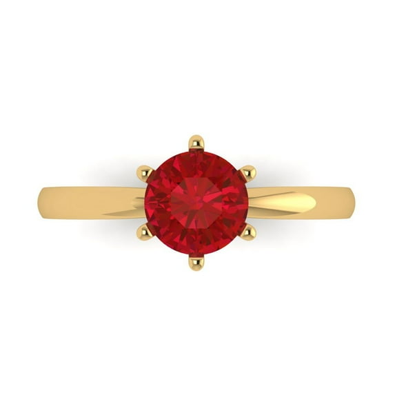 Solitaire Engagement Ring for Women - 1ct Simulated Pink Tourmaline in 14K Yellow Gold Promise Ring