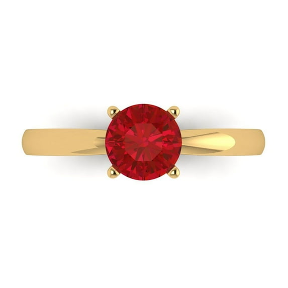 Solitaire Engagement Ring for Women - 1ct Simulated Ruby in 14K Yellow Gold Promise Ring