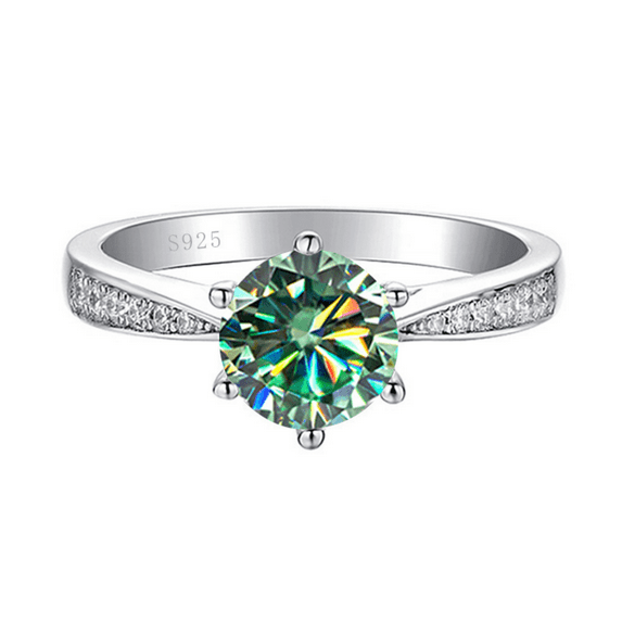 1 ct D Color VVS1 Moissanite Engagement Ring for Women Mother Girlfriend, 925 Sterling Silver Wedding Band Ring, 6-claw Yellow/Green/Pink Diamond Ring for Valentine's Day Anniversary with Certificate