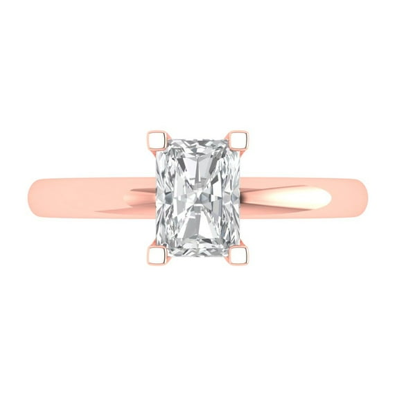 Clara Pucci 14K Rose Gold 1ct Clear Solitaire Ring for Women