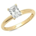 thumbnail image 1 of 1 ct Emerald Cut Genuine Cultured Diamond SI1-SI2 G-H 18K Yellow Gold Solitaire Promise Wedding Statement Engagement Designer Ring size 4.5, 1 of 7