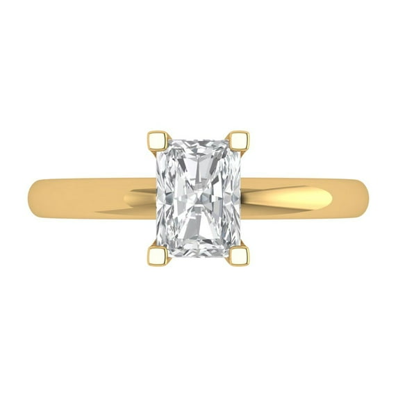Clara Pucci 14K Yellow Gold Solid Gold Moissanite Solitaire Anniversary Ring for Women - 1 cttw Emerald Cut