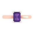 thumbnail image 1 of Clara Pucci 14K Rose Gold Solid Gold Amethyst Solitaire Anniversary Ring for Women - 1 cttw Emerald Cut, 1 of 8