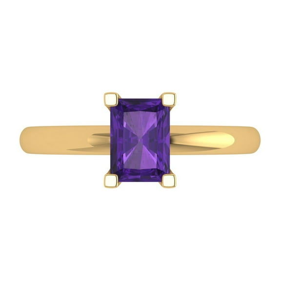 Clara Pucci 14K Yellow Gold 1ct Amethyst Solitaire Ring for Women