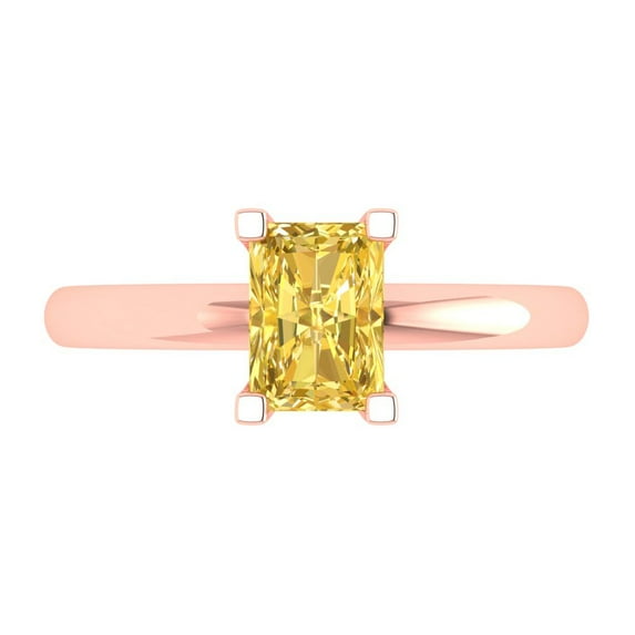 1 ct Emerald Cut Natural Citrine Solitaire Engagement Ring for Women in 18K Rose Gold