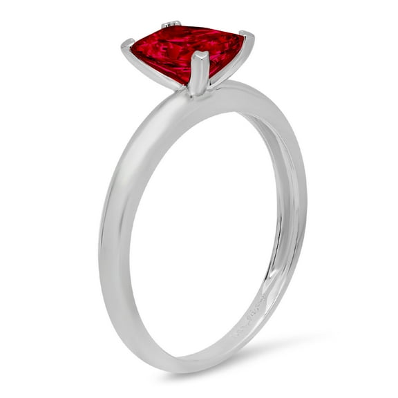 1 ct Emerald Cut Natural Garnet Solitaire Engagement Ring for Women in 18K White Gold