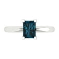 thumbnail image 1 of Clara Pucci 14K White Gold Solid Gold LondonBlueTopaz Solitaire Anniversary Ring for Women - 1 cttw Emerald Cut, 1 of 8