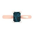thumbnail image 1 of 1 ct Emerald Cut Natural London Blue Topaz Solitaire 18K Rose Gold Womens Engagement Ring, 1 of 5