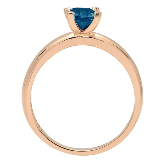 1 ct Emerald Cut Natural London Blue Topaz Solitaire Engagement Ring for Women in 18K Rose Gold