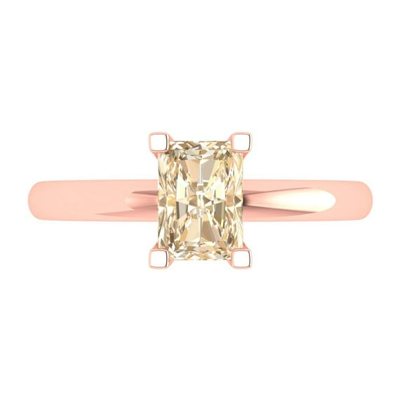1 ct Emerald Cut Natural Morganite Solitaire Engagement Ring for Women in 18K Rose Gold