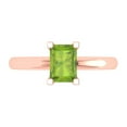 thumbnail image 1 of Clara Pucci 14K Rose Gold Solid Gold Peridot Solitaire Anniversary Ring for Women - 1 cttw Emerald Cut, 1 of 8
