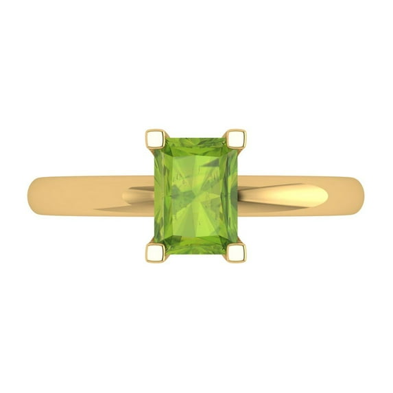 1 ctw Solitaire Anniversary Ring for Women | Emerald Cut Natural Peridot | Hyperallergenic Solid 18K Yellow Gold