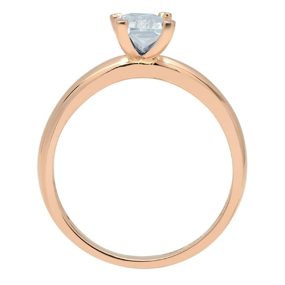 1 ct Emerald Cut Natural Sky Blue Topaz Solitaire Engagement Ring for Women in 14K Rose Gold