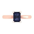 thumbnail image 1 of 1 ct Emerald Cut Simulated Blue Sapphire Solitaire 18K Rose Gold Womens Engagement Ring, 1 of 5
