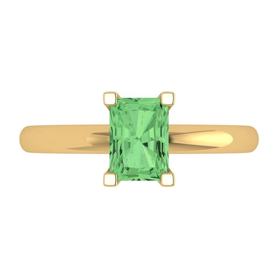 Clara Pucci 14K Yellow Gold 1ct Green Solitaire Ring for Women