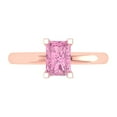 thumbnail image 1 of 1 ct Emerald Cut Simulated Pink Diamond Solitaire Engagement Ring for Women in 18K Rose Gold, 1 of 5