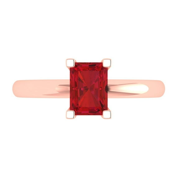 Clara Pucci 14K Rose Gold 1ct Tourmaline Solitaire Ring for Women